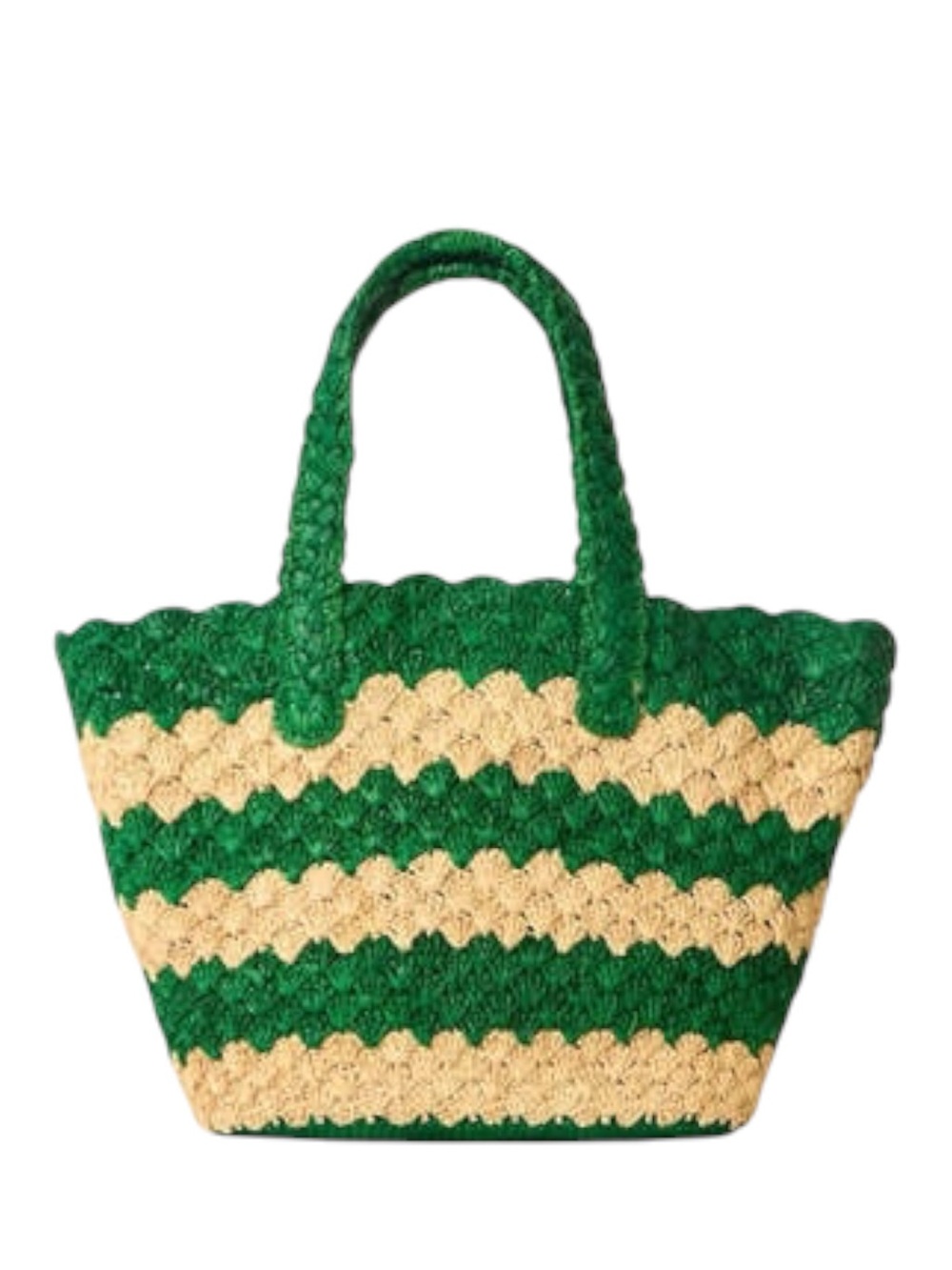 BTB Los Angeles Ivy Striped Raffia Tote Bag in Kelly Green EUC